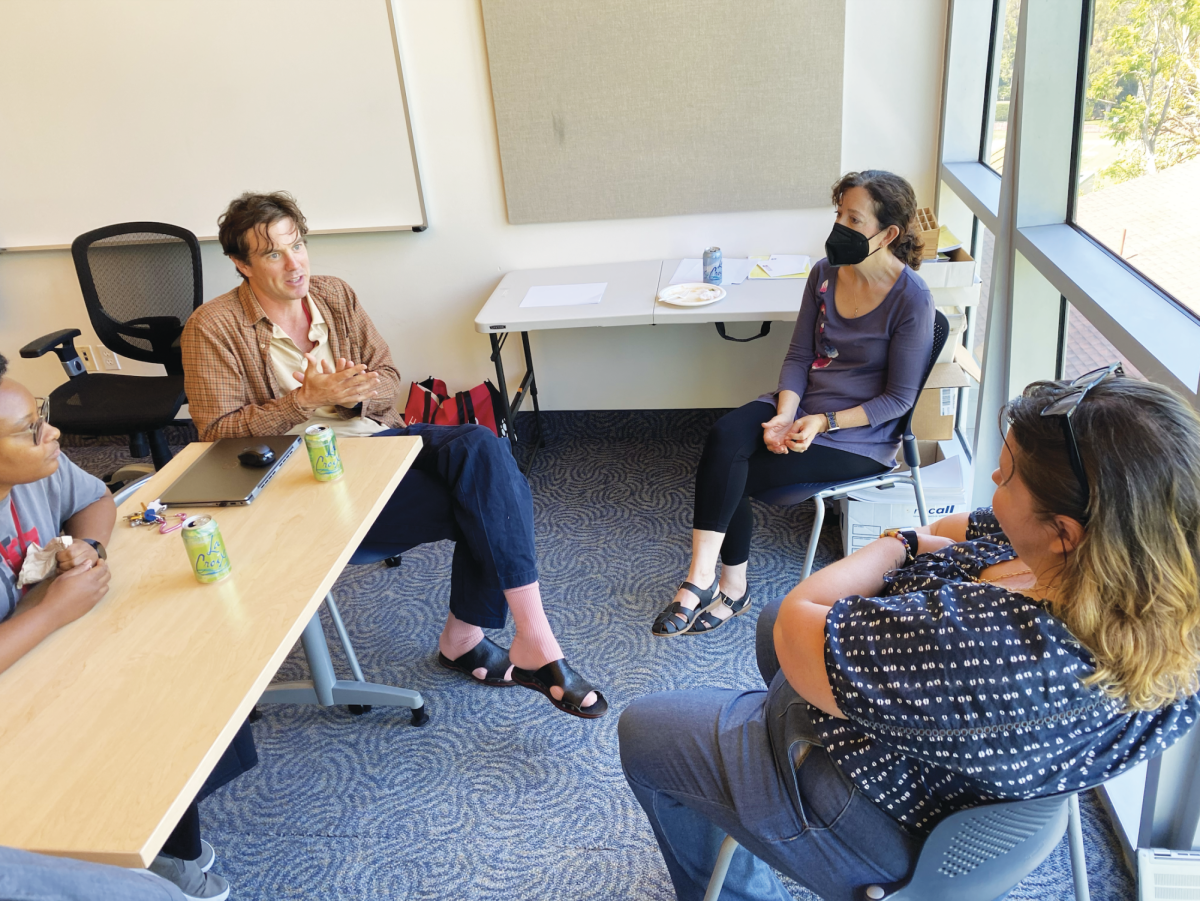 Teachers engage in discussion during the first Interdisciplinary Teaching Cohort, talking about ways to improve learning strategies for their students, collaborations with teachers from other departments and possible partnerships with outside organizations.